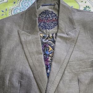 Robert Graham Shiny Gray Linen Blazer 38